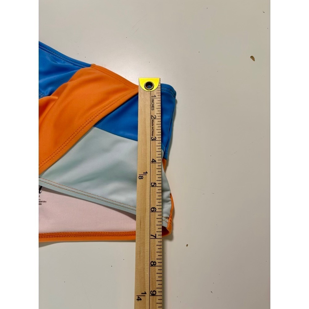 Nani Swimwear - Two-Tone Blue & Orange One-Shoulder Bikini Top - Picture 6 of 8